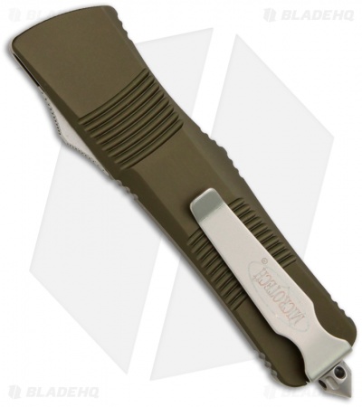 Microtech Troodon D/E OTF Automatic Knife Green (3" Stonewash Serr) 138-11GR