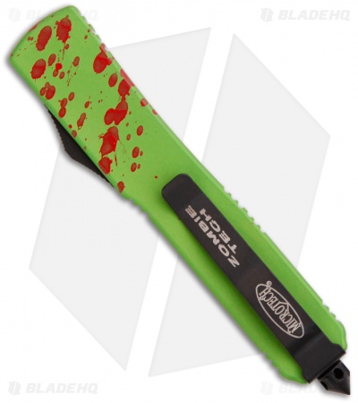 Microtech Ultratech Green Zombie Tech OTF Knife (3.4" Two-Tone Serr) 121-2Z