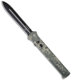 Paragon Estiletto Digi Camo OTF Knife (5.25" Black Plain)