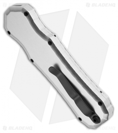 Piranha Excalibur OTF Automatic Knife Silver Aluminum (3.2" Black)