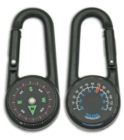 Explorer Clip-it Pilot Carabiner Compass/Thermometer Black 2.625"