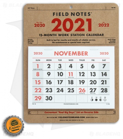 Field Notes 15-Month Workstation Calendar