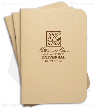 Rite In The Rain Mini Stapled 3.25" x 4.5" Notebook 3-Pack (Tan) #971TFX-M