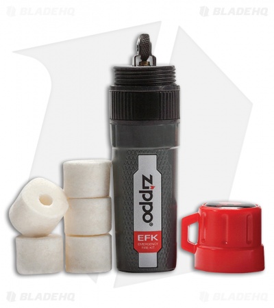 Zippo Emergency Fire Kit Firestarter w/ Flint Spark Wheel & 5 Spark Tinder Gray 