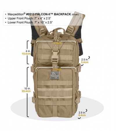 Maxpedition Falcon II Khaki Assault Backpack Hydration 0513K