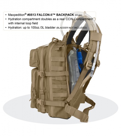 Maxpedition Falcon II Black Assault Backpack Hydration 0513B