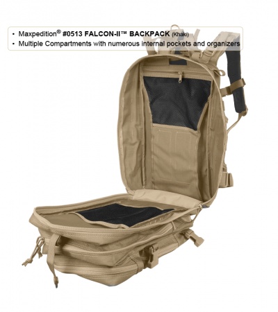 Maxpedition Falcon II Black Assault Backpack Hydration 0513B