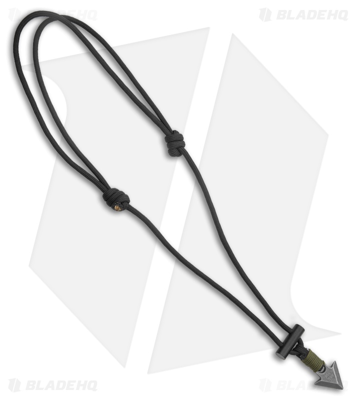 Base 550 Paracord Studio Örvar (Arrow) Survival Necklace SS - Blk/OD Green Cord