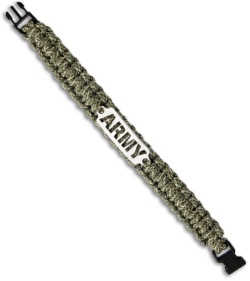 Single Tied Paracord Survival Bracelet w/ Army Plate (Light Camo)