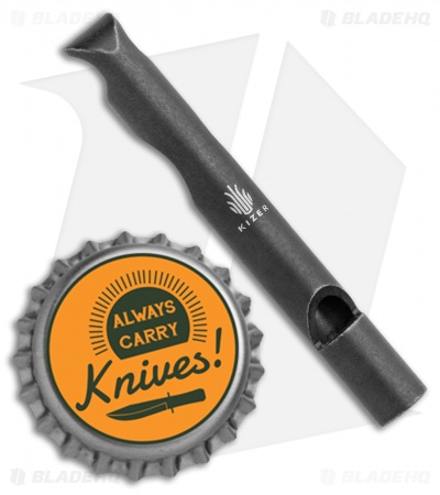 Kizer Siren 1 EDC Whistle Bottle Opener Keychain - Black Ti