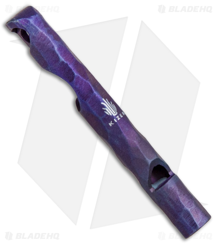 Kizer Siren 1 EDC Whistle Bottle Opener Keychain - Purple Sculpted Ti