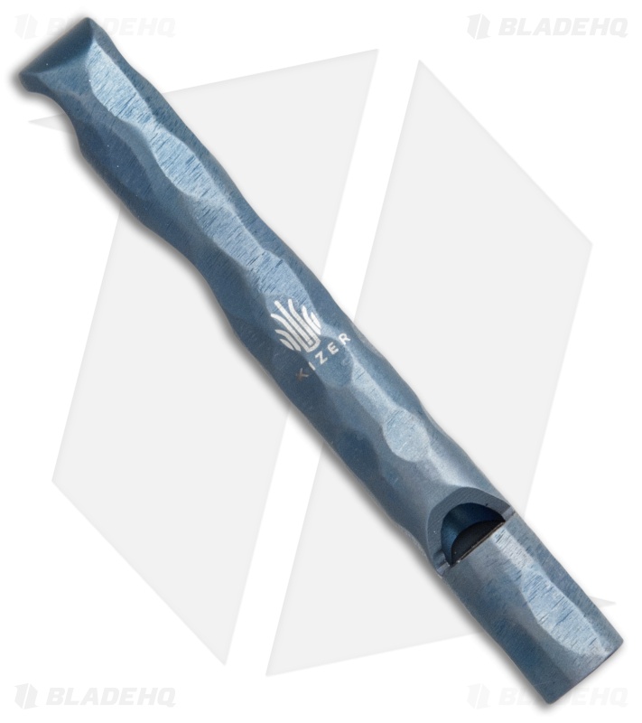 Kizer Siren 1 EDC Whistle Bottle Opener Keychain - Blue Sculpted Ti