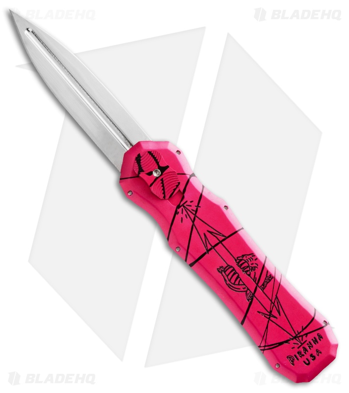 Piranha Excalibur OTF Automatic Knife Pink (3.2" Stonewash)