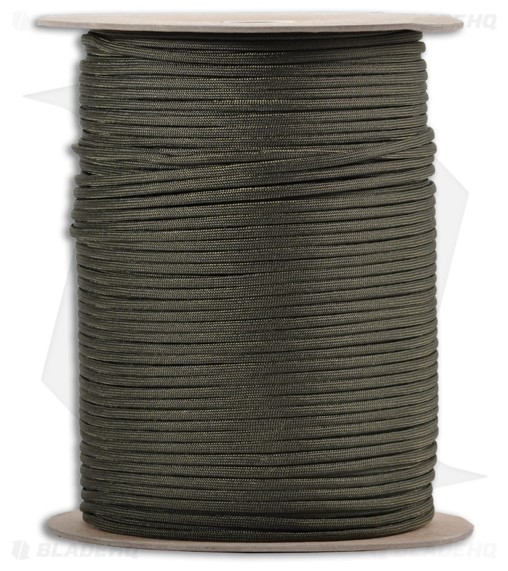 Spool of OD Green 550 Paracord Nylon Braided 7-Strand Core (1000') USA