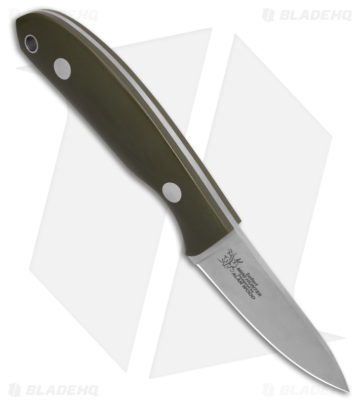 Casstrom Safari Mini Hunter Fixed Blade Knife Olive Green G-10 (2.6" Satin)