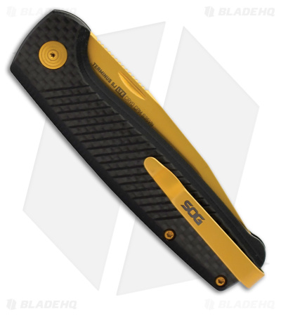 SOG Terminus Slip Joint LTE Carbon Fiber (2.9" Gold)