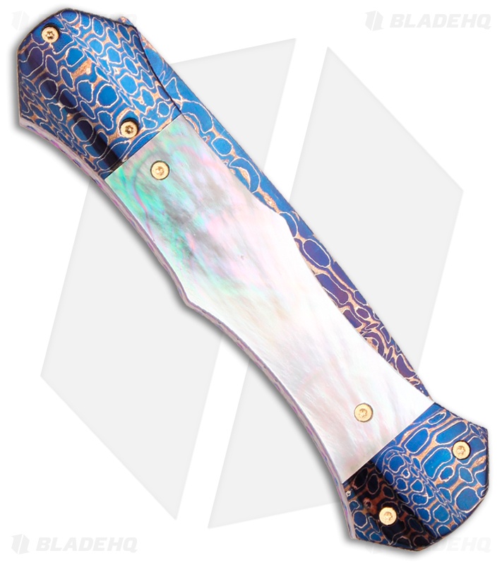 Rainy Vallotton Custom Dart Automatic Knife Black Pearl (Damascus)