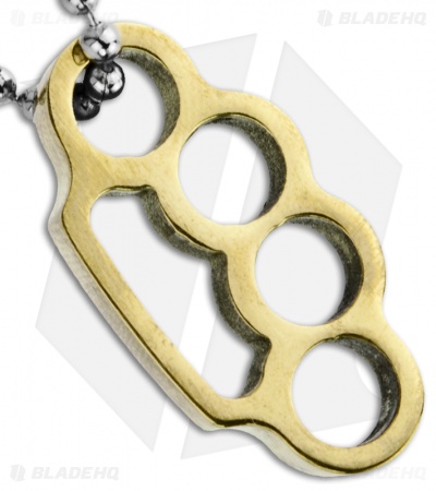 American Made Knuckles Polished 4-Finger Mini Brass Knuckle Weight w/ Ball Chain