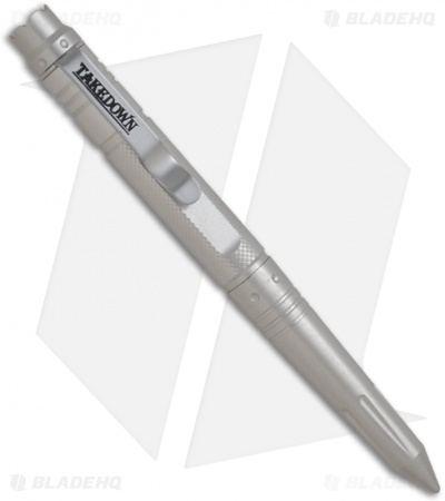 Takedown DLX Tactical Defense Pen w/ Crown & Glow Insert (Silver)