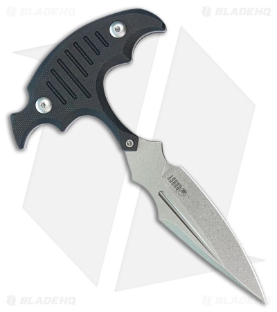 Kubey Knives Medusa Push Dagger Fixed Blade Knife Black G-10 (3.7" Stonewash)