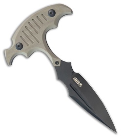 Kubey Knives Medusa Push Dagger Fixed Blade Knife Tan G-10 (3.7" Black SW)