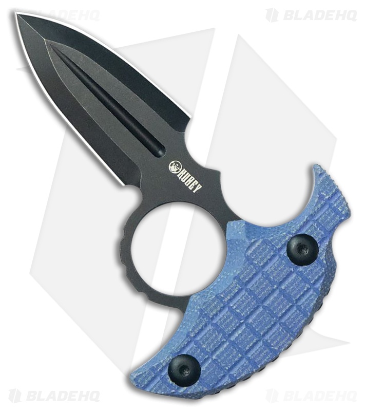 Kubey Knives Cavy Fixed Blade Knife Blue G-10 Black SW