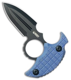 Kubey Knives Cavy Fixed Blade Push Dagger Knife Blue G-10 (2.25" Black SW)