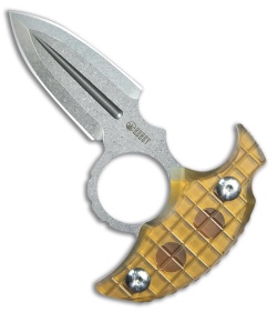Kubey Knives Cavy Fixed Blade Push Dagger Knife Ultem (2.25" Stonewash)