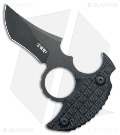 Kubey Knives Stheno Fixed Blade Push Dagger Knife Black G-10 (3" Black SW)