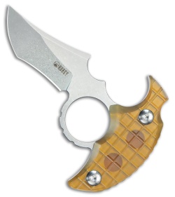 Kubey Knives Stheno Fixed Blade Push Dagger Knife Ultem (3" Stonewash)
