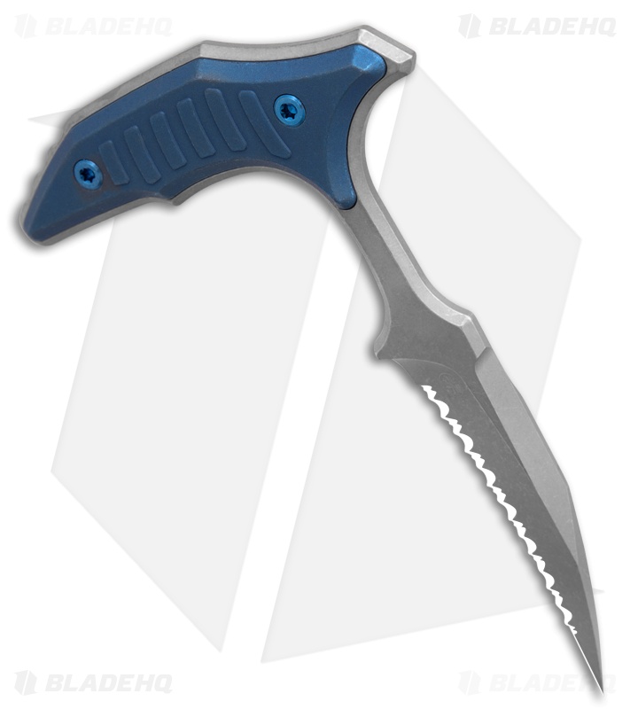 Microtech BEE Marfione Select Push Dagger Antique Blue Ti/Blue Ti (2.5" Apoc FS)