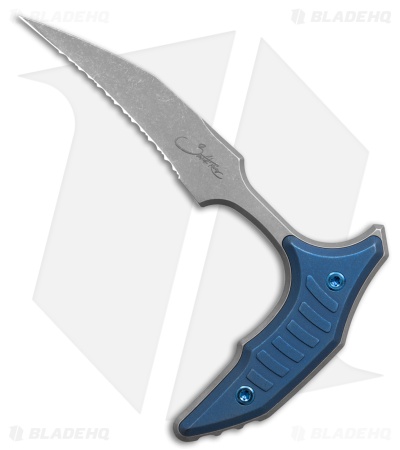 Microtech BEE Marfione Select Push Dagger Antique Blue Ti/Blue Ti (2.5" Apoc FS)
