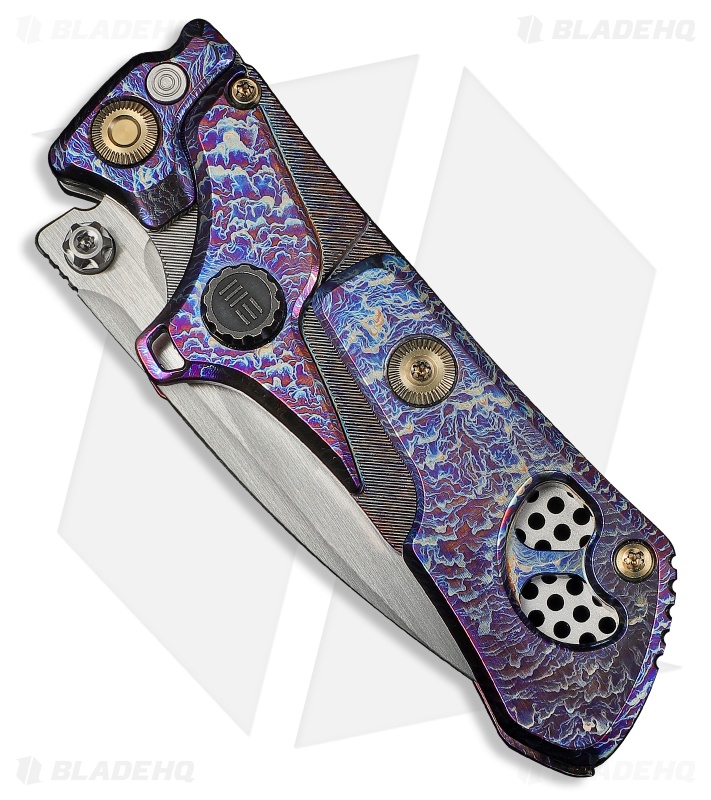 WE Knife Co. NexoMorph Button Lock Morphing Knife Flamed Ti (2.95" Satin)