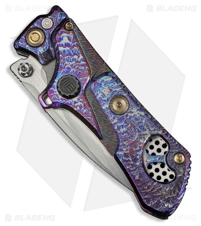 WE Knife Co. NexoMorph Button Lock Morphing Knife Flamed Ti (2.95" Satin)