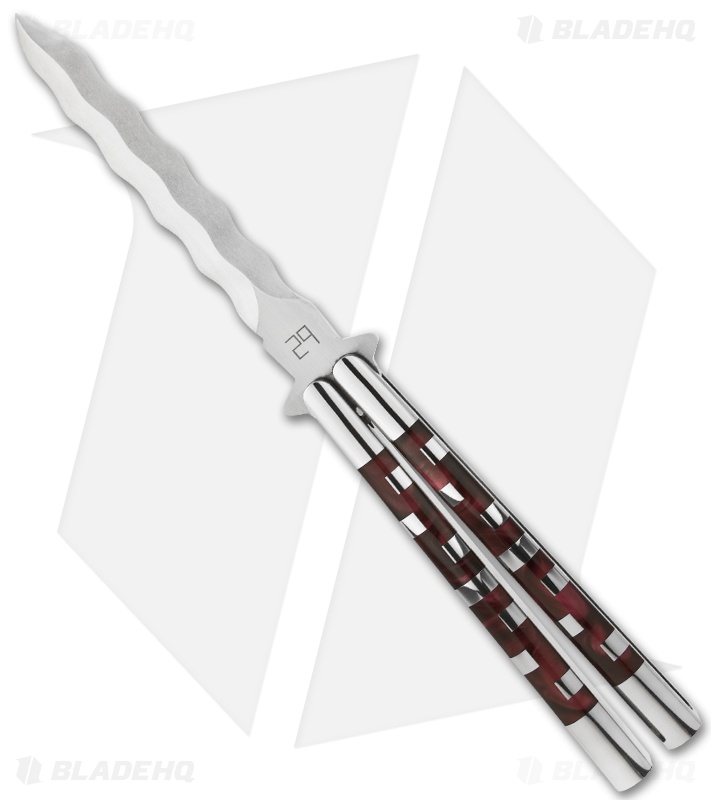 29 Knives Chris Olofson Custom 5" Kriss Balisong w/ Red Acrylic Mirror Handle