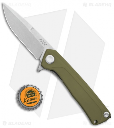 Acta Non Verba Knives Z100 Liner Lock Knife Olive G-10 (3.5" Stonewash) 