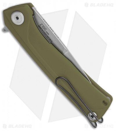 Acta Non Verba Knives Z100 Liner Lock Knife Olive G-10 (3.5" Stonewash) 