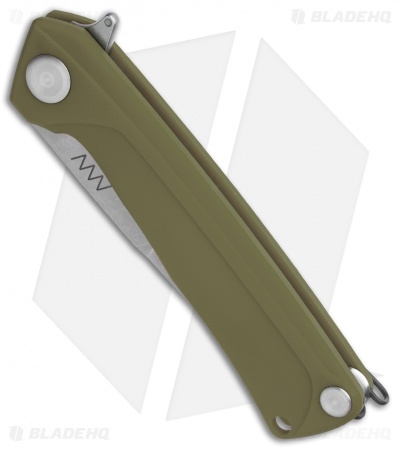 Acta Non Verba Knives Z100 Liner Lock Knife Olive G-10 (3.5" Stonewash) 