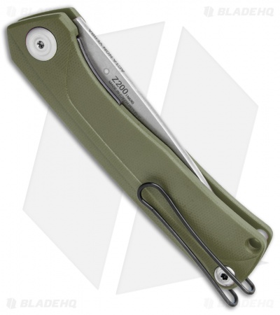 Acta Non Verba Knives  Z200 Liner Lock Knife Olive G-10 (3.5" Stonewash)