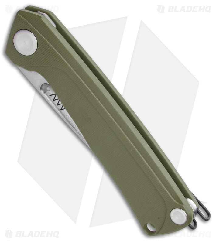 Acta Non Verba Knives  Z200 Liner Lock Knife Olive G-10 (3.5" Stonewash)