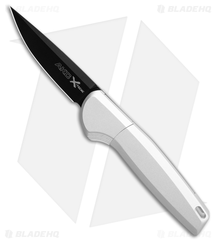 AKC X-Treme Spy Bolster Release Automatic Knife Silver Aluminum (2.4" Black D2)