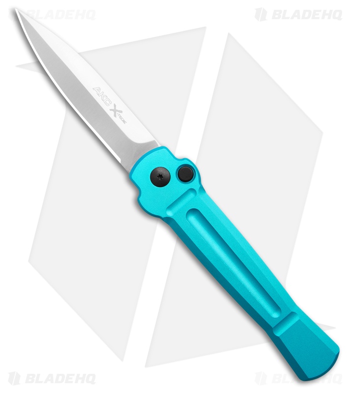 AKC X-Treme Ace Automatic Knife Light Blue Aluminum (3.6" Satin)