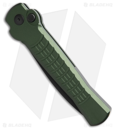 AKC X-treme Ace1  Side Opener Automatic Knife Green Aluminum (3.7" Black)