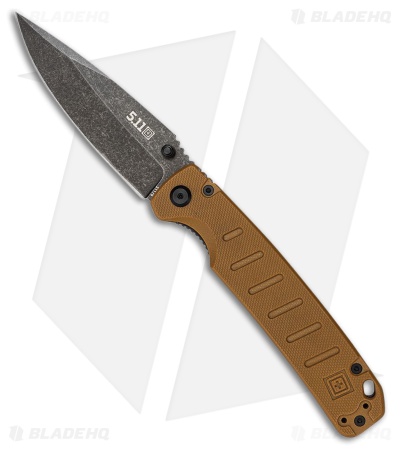 5.11 Tactical Braddock Drop Point Full Linerlock Coyote G-10 (3.50" Black SW)