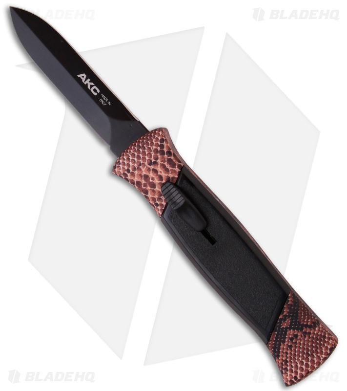 AKC 777 Blackfinger Dagger OTF Automatic Knife Snake (3.375" Black)