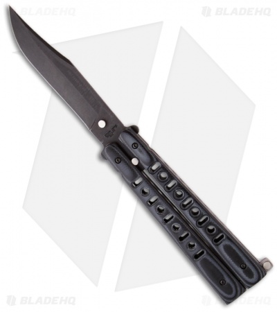 Bear OPS Bear-Song III Butterfly Knife Black G-10 (4.38" Black Plain) B-300-B4-T