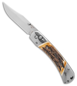 Bear & Son 5" Genuine India Stag Bone Side Lock Knife (3.50" Satin)