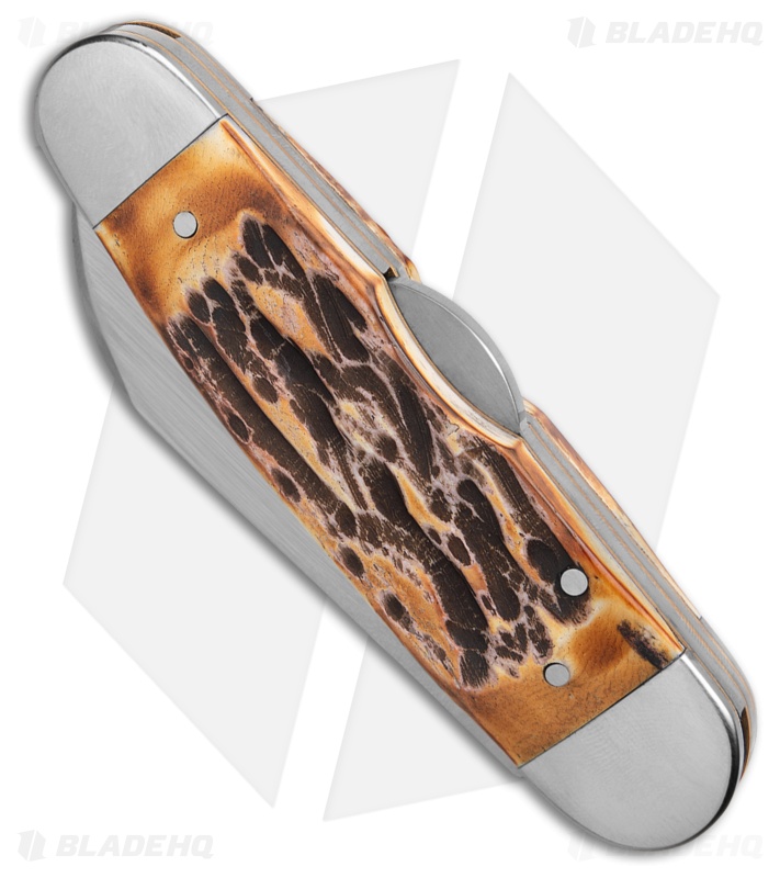 Bear & Son Piranha Spring Lock Knife Genuine India Stag - Blade HQ