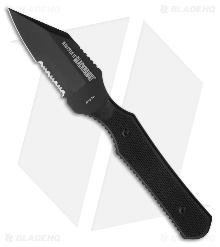 Blackhawk! Kalista II Fixed Tactical Knife Black G10 (3.3" Black Serr) 15K210BK