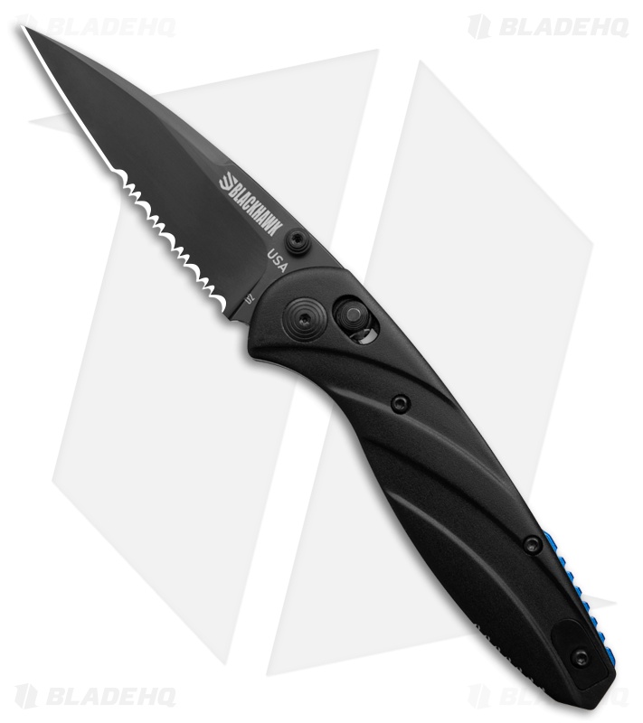 Blackhawk Officer Carry Crossbar Lock Knife Black Aluminum (3.125" Black Serr)